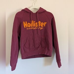Hollister Maroon Hoodie with Orange Logo